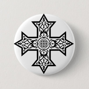 Coptic Cross 6 Cm Round Badge