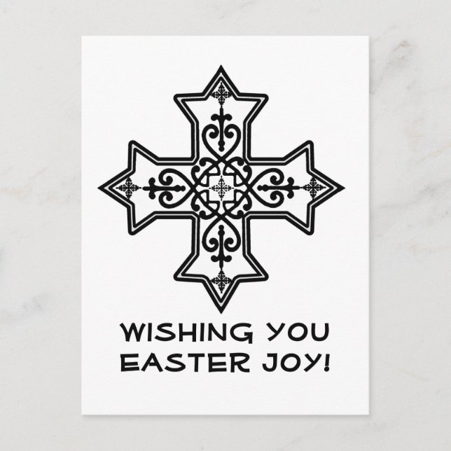 Coptic Cross Easter Card in Black and White (Front)