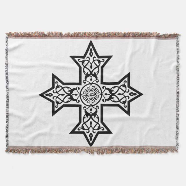 Coptic Cross Throw Blanket (Front)
