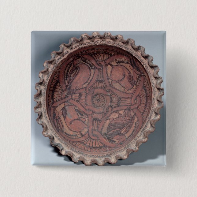 Coptic cup, painted terracotta with swag borders, 15 cm square badge (Front)