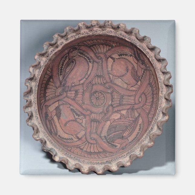 Coptic cup, painted terracotta with swag borders, magnet (Front)