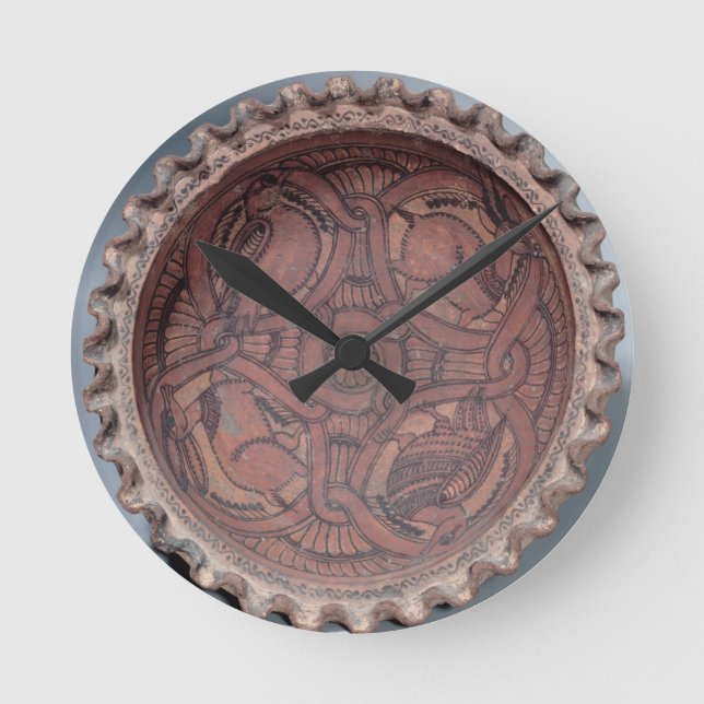 Coptic cup, painted terracotta with swag borders, round clock (Front)