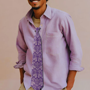 Coptic embroidery pattern  - Purple leaves Tie