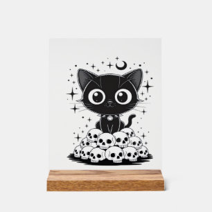 Copy of Cat Skulls Creepy Cute Kitty Goth Black Al Acrylic Sign