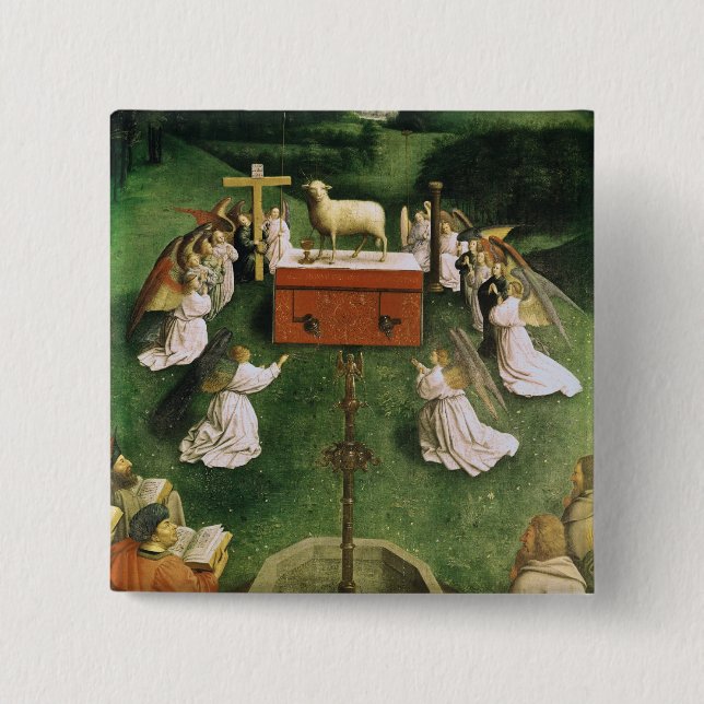 Copy of The Adoration of the Mystic Lamb 15 Cm Square Badge (Front)