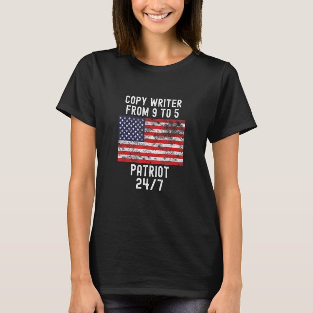 Copy Writer Patrio Patriotic 4th Of July Usa Flag T-Shirt (Front)