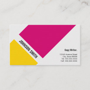 Copy Writer - Simple Pink Yellow Business Card