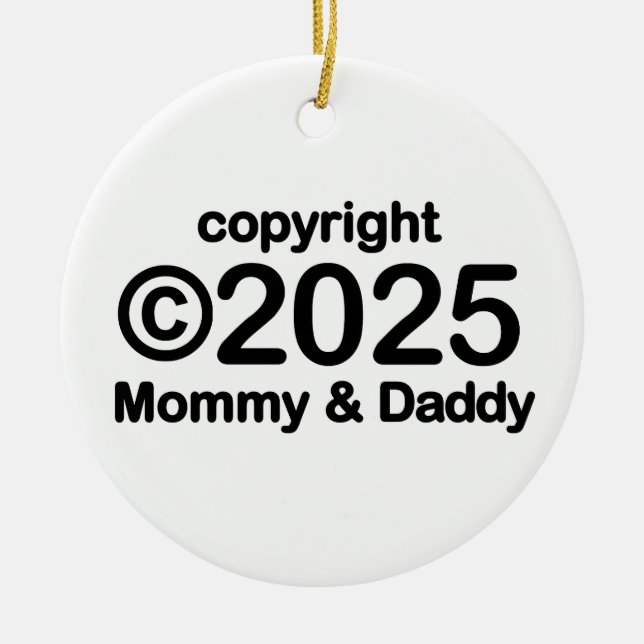 Copyright 2022 Mommy and Daddy Ceramic Ornament (Front)
