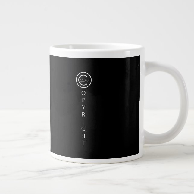 Copyright Modern Black and White Typographical Large Coffee Mug (Right)