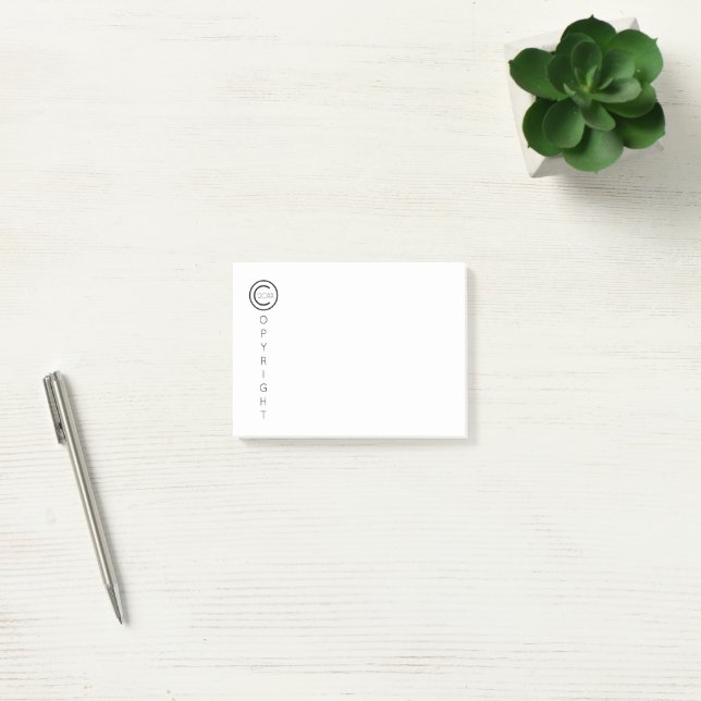 Copyright Modern Typographical White Post-it Notes (Office)