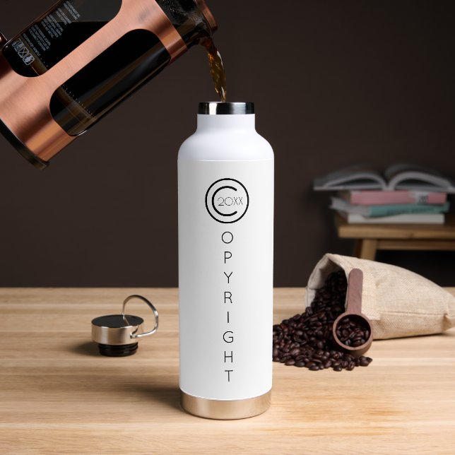 Copyright Modern Typographical White Water Bottle (Coffee)
