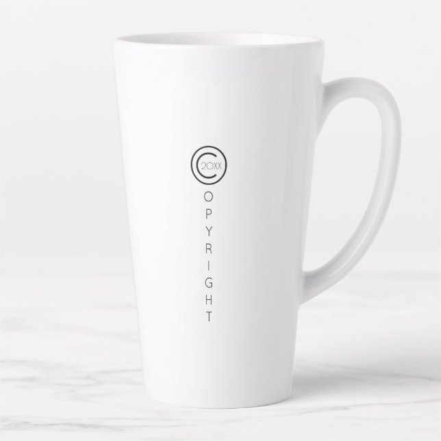 Copyright Modern White Typographical Latte Mug (Right)