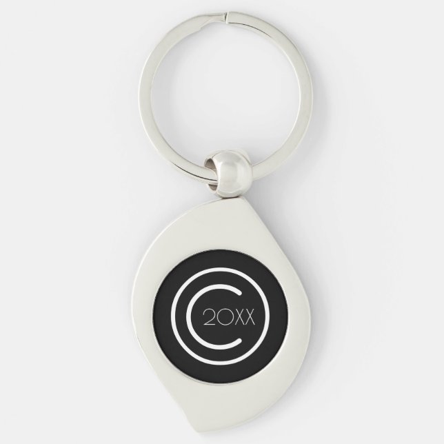 Copyright Yourself Modern Typographical Keychain (Front)