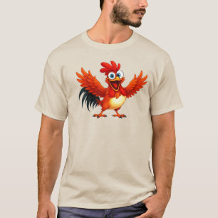 Coq cartoon with bright red feathers. T-Shirt