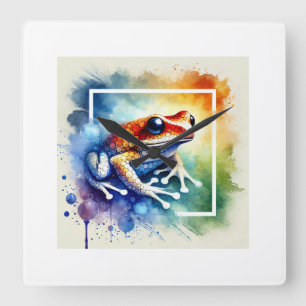 Coqu Frog in Serenity 071124AREF141 - Watercolor Square Wall Clock