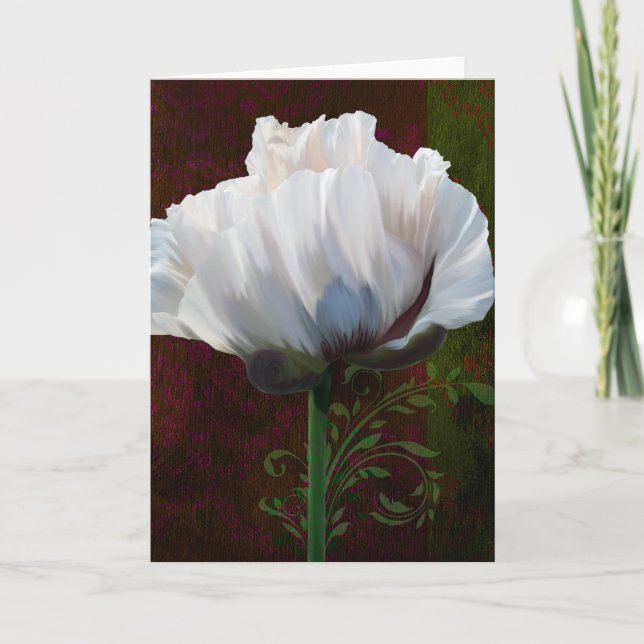 Coquelicot En Rouge white poppy Greeting Card. Card (Front)