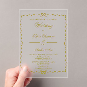 Coquet wreath wedding acrylic invitations