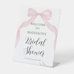 Coquete pink bow Bridal Shower Welcome sign