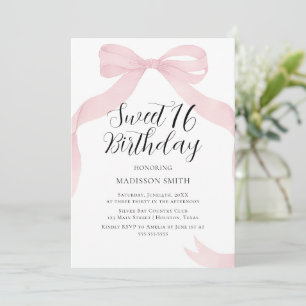 Coquete pink bow Sweet Sixteen invitation