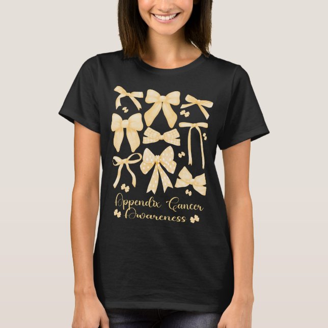 Coquette Aesthetic Amber Bow Appendix Cancer T-Shirt (Front)