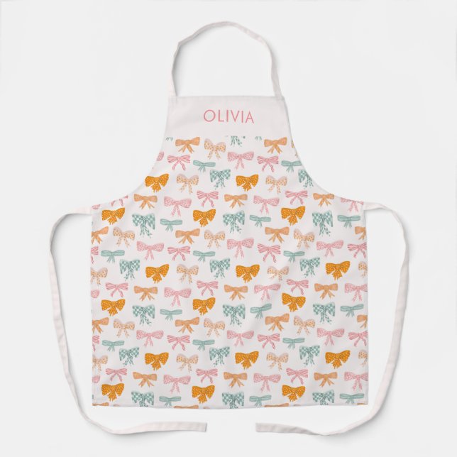 Coquette Aesthetic Blush bow girls Apron (Front)