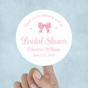 Coquette Aesthetic Bow Bridal Shower Thank You Classic Round Sticker