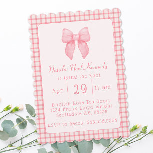 Coquette Aesthetic Bridal Shower Cute Pink Bow Invitation