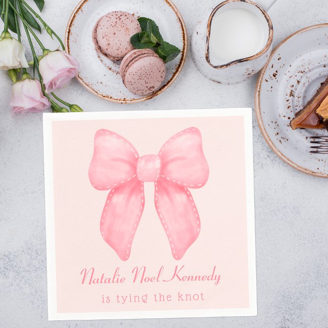 Coquette Aesthetic Bridal Shower Cute Pink Bow Napkin (Creator Uploaded)