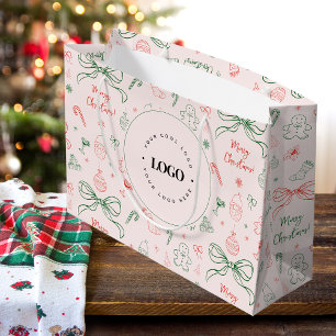 Coquette Aesthetic Custom Business Logo Christmas  Large Gift Bag