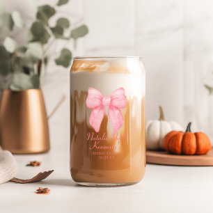 Coquette Aesthetic Cute Pink Bow Personalized Can Glass