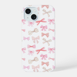 Coquette Aesthetic Light Pink Bows iPhone 15 Case