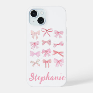 Coquette Aesthetic Light Pink Bows iPhone 15 Case