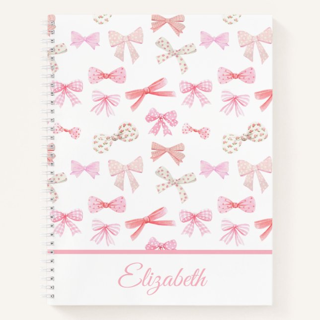 Coquette Aesthetic Light Pink Bows Notebook (Front)