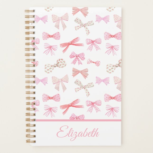 Coquette Aesthetic Light Pink Bows Planner (Front)