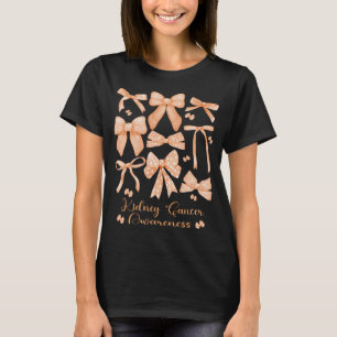 Coquette Aesthetic Orange Bow Kidney Cancer T-Shirt