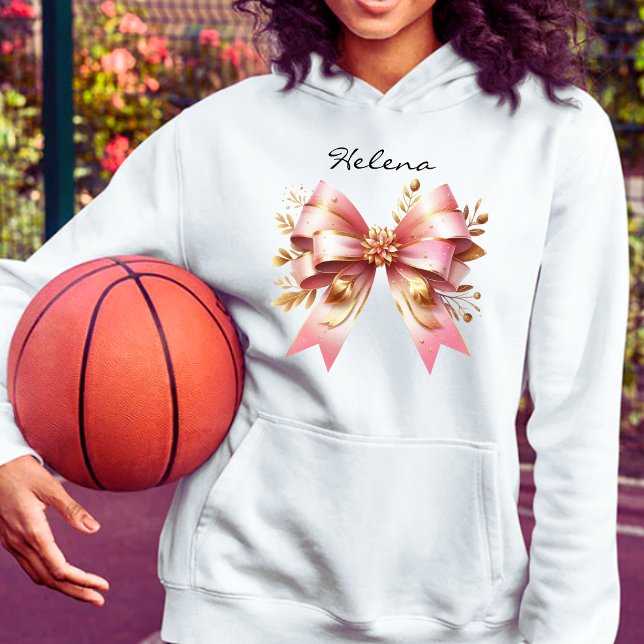 Coquette Aesthetic Pink Bow Custom Name Sweatshirt (Creator Uploaded)