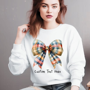 Coquette Aesthetic Plaid Bow Custom Name  Sweatshirt