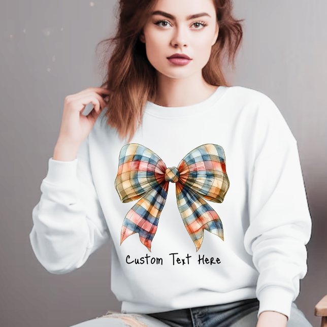 Coquette Aesthetic Plaid Bow Custom Name  Sweatshirt (Creator Uploaded)