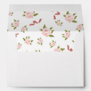 Coquette Aesthetic Soft Pink Floral Ribbon Pattern Envelope