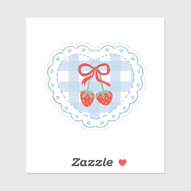 Coquette Aesthetic Strawberry Ribbon Patch  (Sheet)
