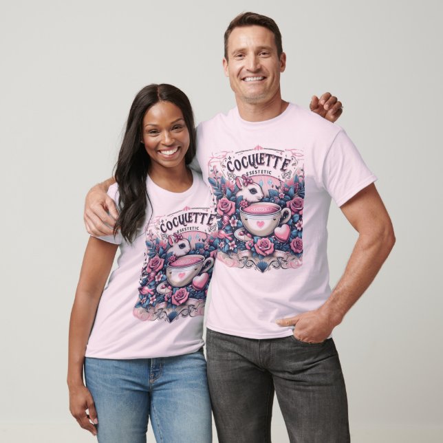 Coquette Aesthetic Tea Cup T-Shirt (Unisex)