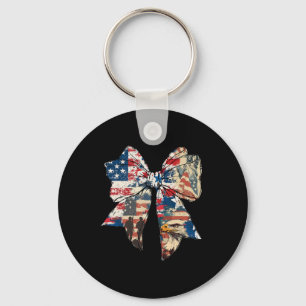 Coquette American 4th Of July American Flag Key Ring