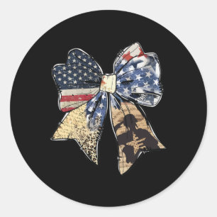 Coquette American Bow 4th Of July Memorial Day  Classic Round Sticker