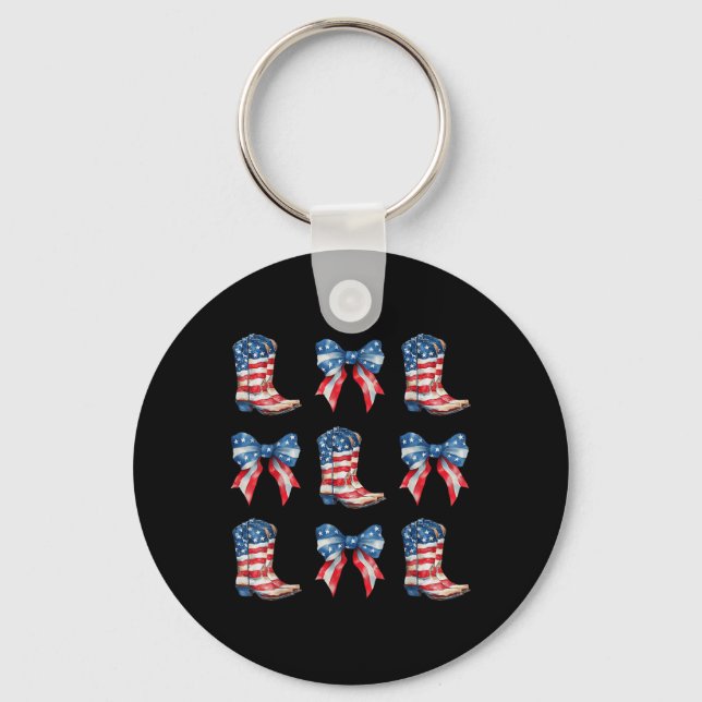 Coquette American Cowgirl Western Boots 4th Of Jul Key Ring (Front)