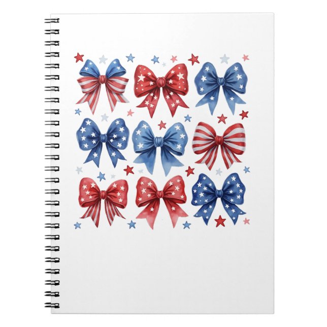 Coquette American Flag Coquette Bow 4th Of July  Notebook (Front)