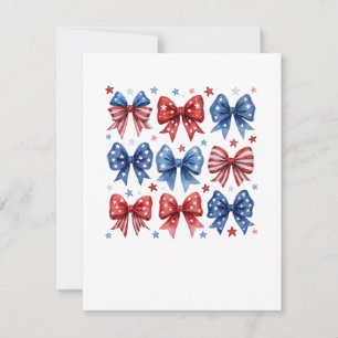 Coquette American Flag Coquette Bow 4th Of July Thank You Card