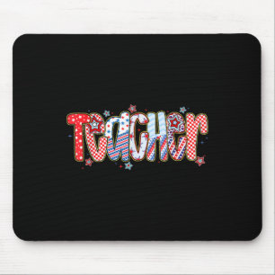 Coquette American Flag Teacher 4th Of July Patriot Mouse Pad