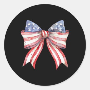 Coquette American Girly 4th Of July American Flag  Classic Round Sticker