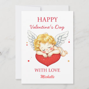 Coquette angel cherub heart Happy Valentine's Day  Holiday Card