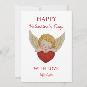 Coquette angel cherub heart Happy Valentine's Day  Holiday Card